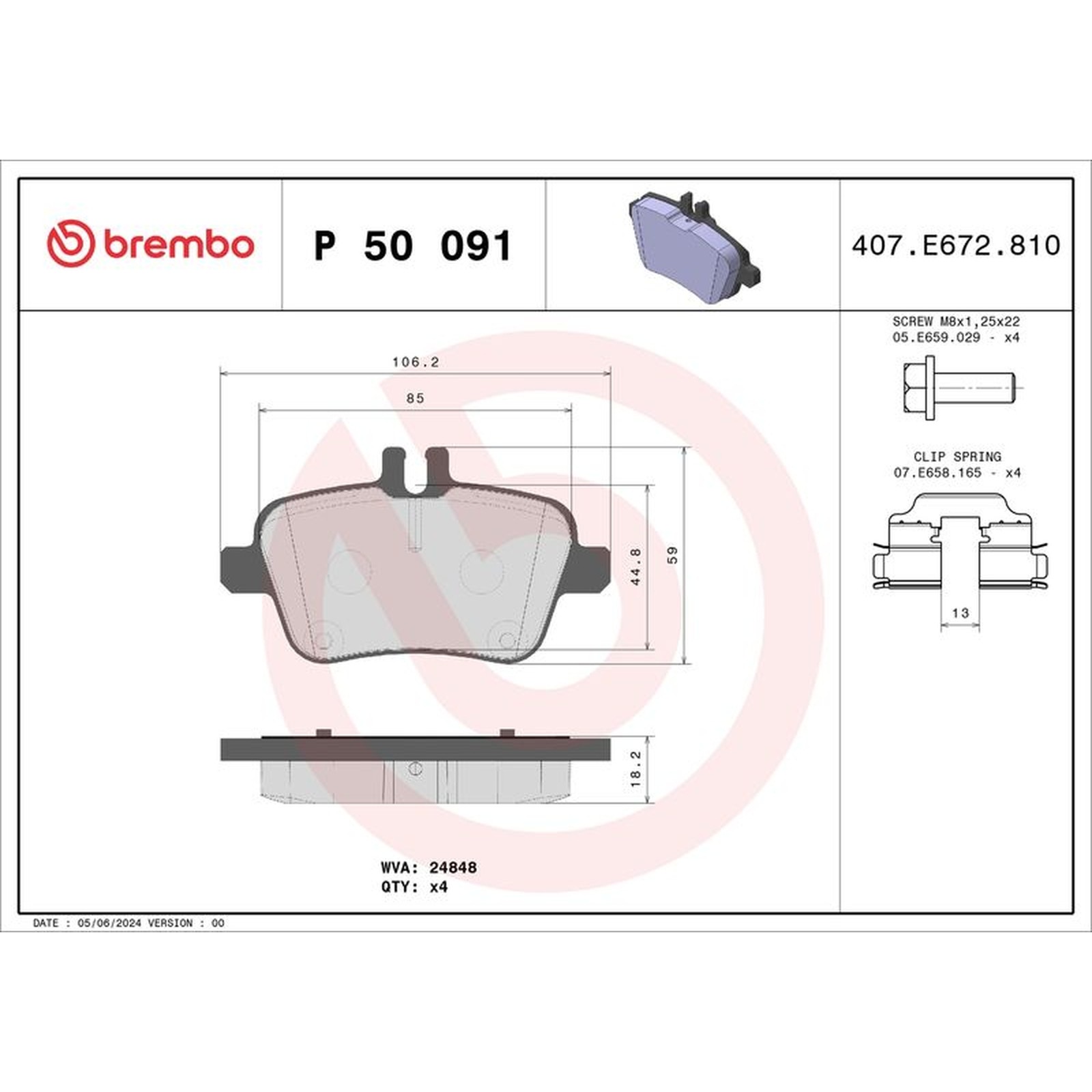 Brake Pads Set fits MERCEDES A180 W176 1.6 Rear 12 to 18 M270.910 Brembo Quality - Image 26