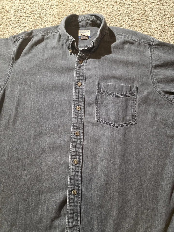 复古 High Sierra 衬衫男式大号纽扣休闲口袋 90 年代 — 第 2/4 张图片