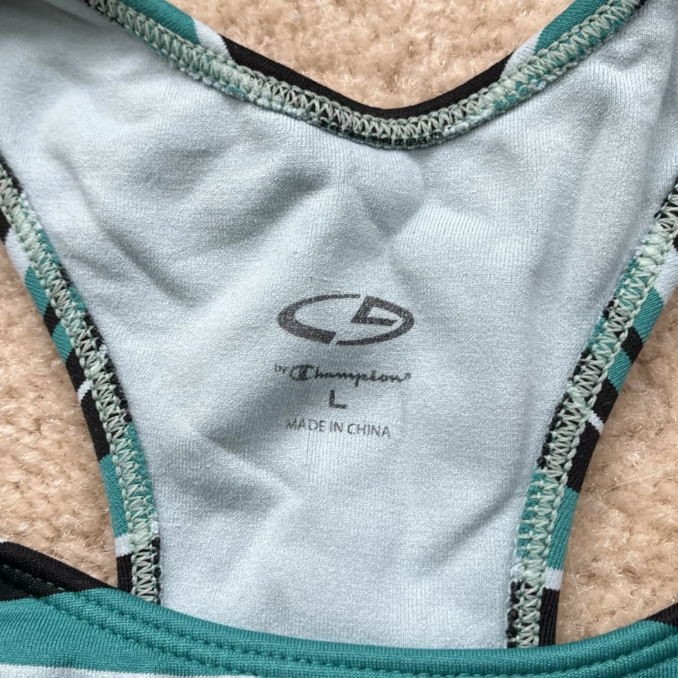 Sujetador deportivo C9 by Champion para mujer verde negro a rayas impacto claro - L - En muy buen estado Foto 4 de 4
