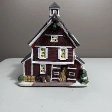 FG Square Horse Barn Lighted Porcelain Building W/ C7 Bulb Cord - Hand Painted!