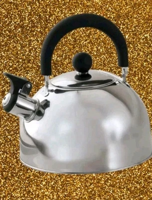 HOME-X NEW Classic Stainless Steel Whistling Tea Kettle Pot 2 Quart Qt. Kitchen Coffee
