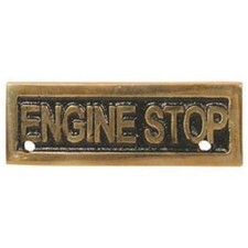 AG Engine Stop Name Plate Brass