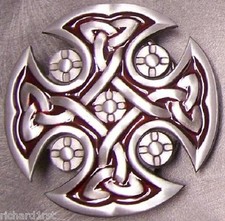 Pewter Belt Buckle Religious Celtic Cross red NEW