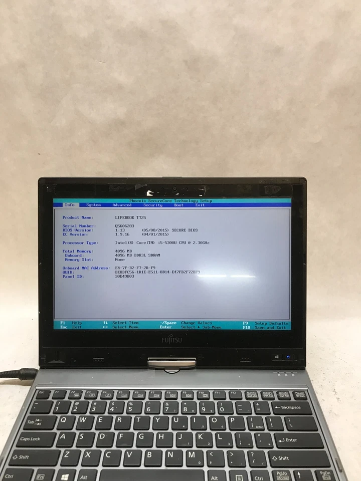 Fujitsu LifeBook T725 12" Tablet i5-5300U 2.3GHz 4GB RAM NO HDD/OS AS IS - - DW - Image 2 of 4