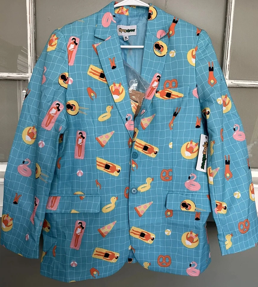 Tipsy эльфов бассейн вечеринки мужской блейзер/костюм куртка с галстук 38J новый с Ярлыками - Изображение 3 из 4