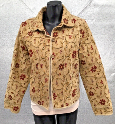 Tally Ho Jacket Button Up Tapestry Floral Print Size M