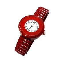 Orologio Da Polso Bracciale Donna Quarzo Maglia Elastica Moda Colore Rosso lac