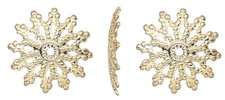 Bead Caps, 10 Gold Plated Brass 11x2mm Filigree Flat to Fit 12-14mm Beads