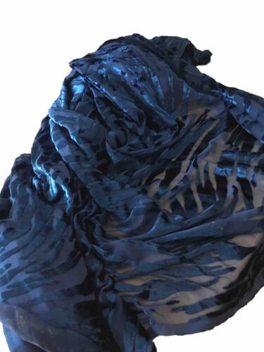Vintage Couturier Royal Blue Silk Velvet Burn Out Fabric