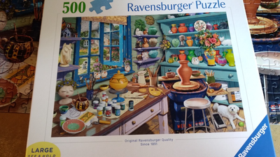 Ravensburger Pottery Studio Sanctuary 500-Piece Jigsaw Puzzle - Large Format Eco-Friendly Puzzle, Cozy Art By Steve Read