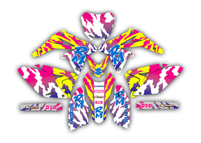 Graphics Kit for Suzuki RM85 (2001-2025) UFO RESTYLE Magenta Cyan Retro Decals