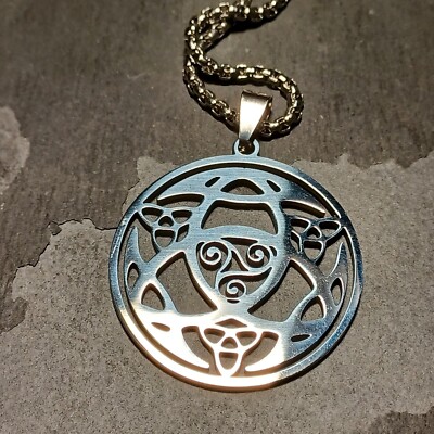 Triquetra Talisman Necklace, Stainless Steel, Celtic, Symbol, Swirl