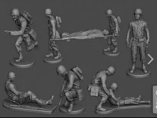 1/35 Scale Ww2 Scene of US Medical Corps 9 Soldiers Resin Figures Model Kits Toy