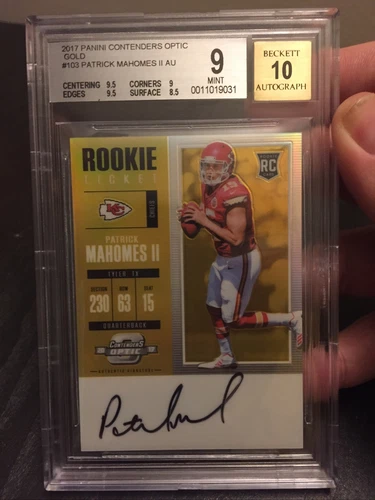 2017 Contenders Optic Gold 5/10 Patrick Mahomes BGS 9 POP 4 RC Auto Invest!!