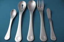 Robert Welch PENDULUM Serving (5pc Set) Tablespoon Fork Pierced Stainless Satin