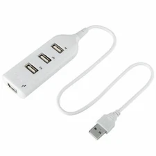 White USB 2.0 Hi-Speed 4-Port Splitter Hub For PC Notebook
