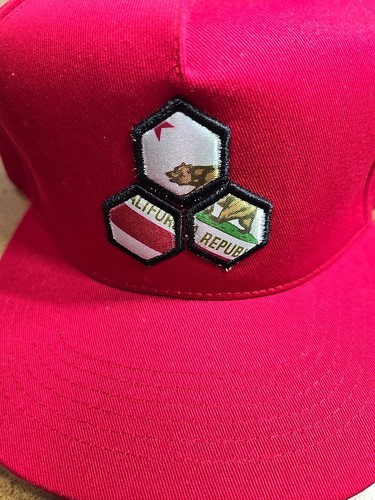 Red California Bear Logo Hat Snapback OSFM NWOT - Picture 2 of 8