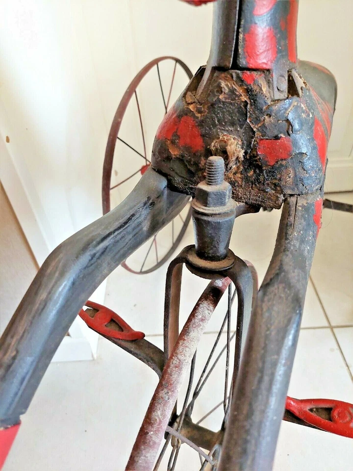 Ancien jouet Cheval tricycle en bois et fonte, XIXe siècle - Photo 3/4