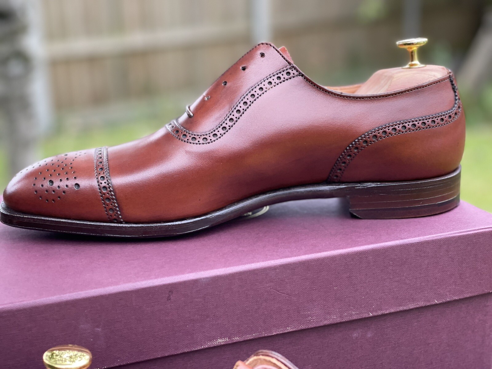 MEN'S George Cleverley 'Adam' chestnut semi-brogues, 8E, box and bags RRP £600 image 9