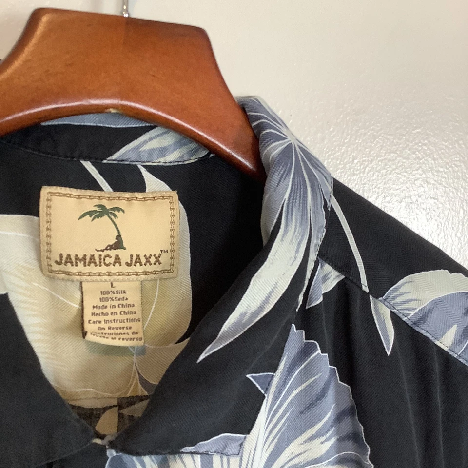 Camisa hawaiana floral manga corta 100 % seda Jamaica Jaxx para hombre talla grande *defecto Foto 4 de 4