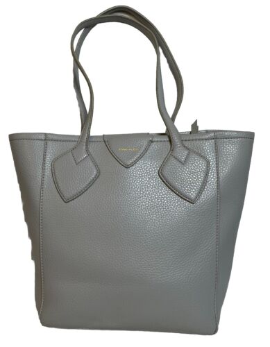 Anne Klein Shoulder Bag Shopper’s Tote Gray Pebbled Leather Double Handles Sz M - Picture 2 of 13