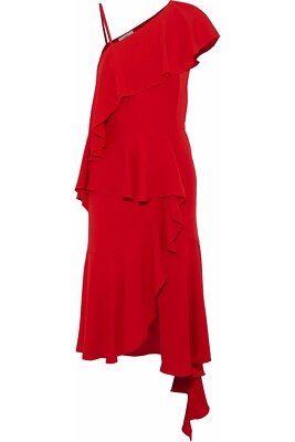 open lace back dress One shoulder gathered linen and cotton-blend maxi dress  GOEN.J