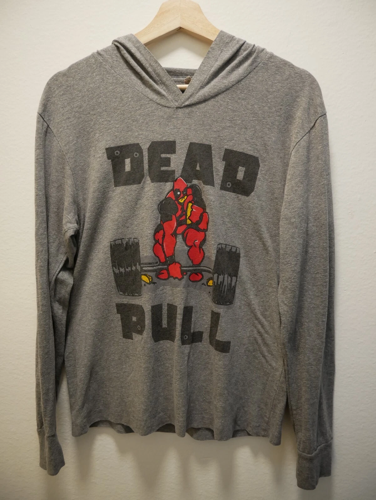 DEADPOOL "DEAD PULL" FLEX COMICS MARVEL GRAY WORK OUT UNISEX LIGHT WEIGHT HOODIE