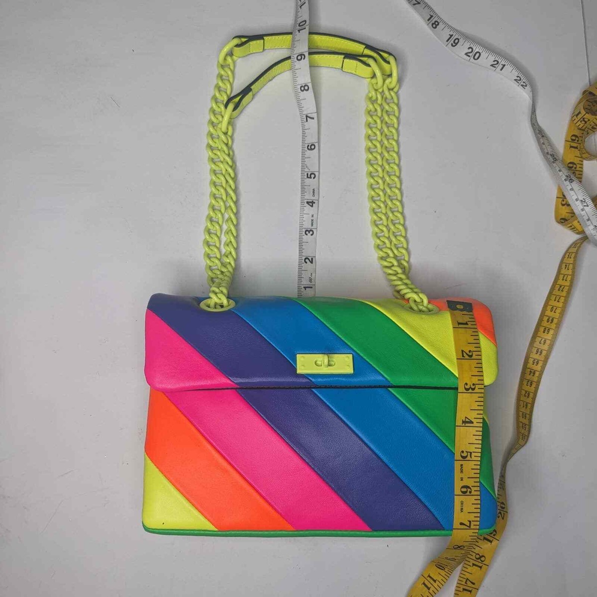 KURT GEIGER Brixton Lock Bag in Neon Rainbow New With Tag Retail