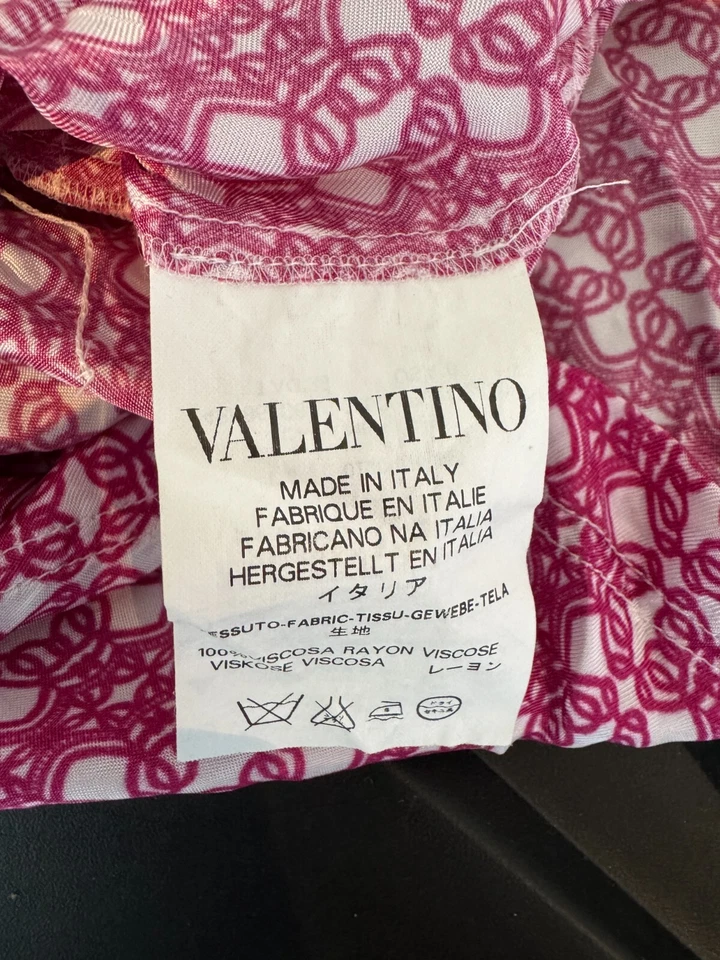 Блузка женская Valentino с принтом в рюшах майка 38 AU 10 США 8 без рукавов красная - Изображение 4 из 4