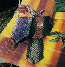 Vintage Pouch Patterns 1980s FP1 Linda's Family of Macrame Purses