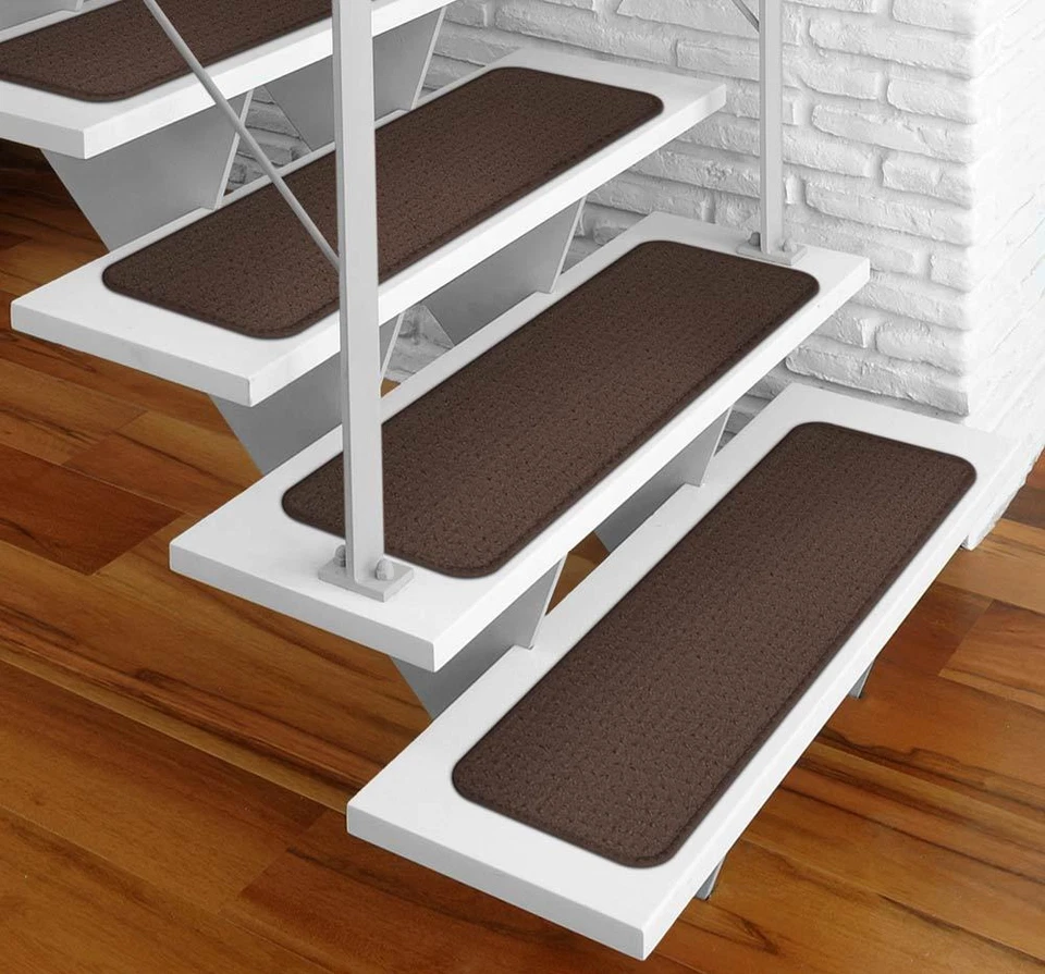 Juego de 15 alfombras adhesivas peldaños escalera MARRÓN CHOCOLATE alfombras de corredor Foto 2 de 4