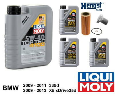LIQUI MOLY Engine Oil Change Kit BMW Diesel 335D , X5 xDRIVE35D 5W40 ...