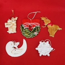 Vintage Ceramic Christmas Ornament Lot of 5