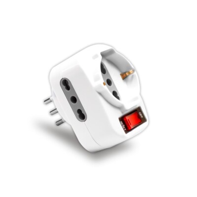 Presa Da Incasso Tripla Schuko, 3 Ingressi, 16A-250V Max 3500W, Con Messa A Terra, IP20, Colore Bianco, Prodotta In UE