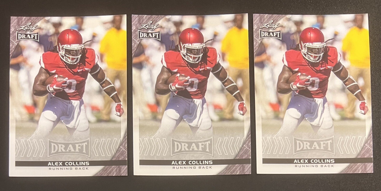 (3) Alex Collins 2016 Leaf Draft ROOKIE Lot #4 - Arkansas Razorbacks 