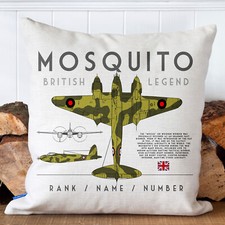 De Havilland Mosquito Cushion Cover Personalised Military Veteran RAF Gift BP04