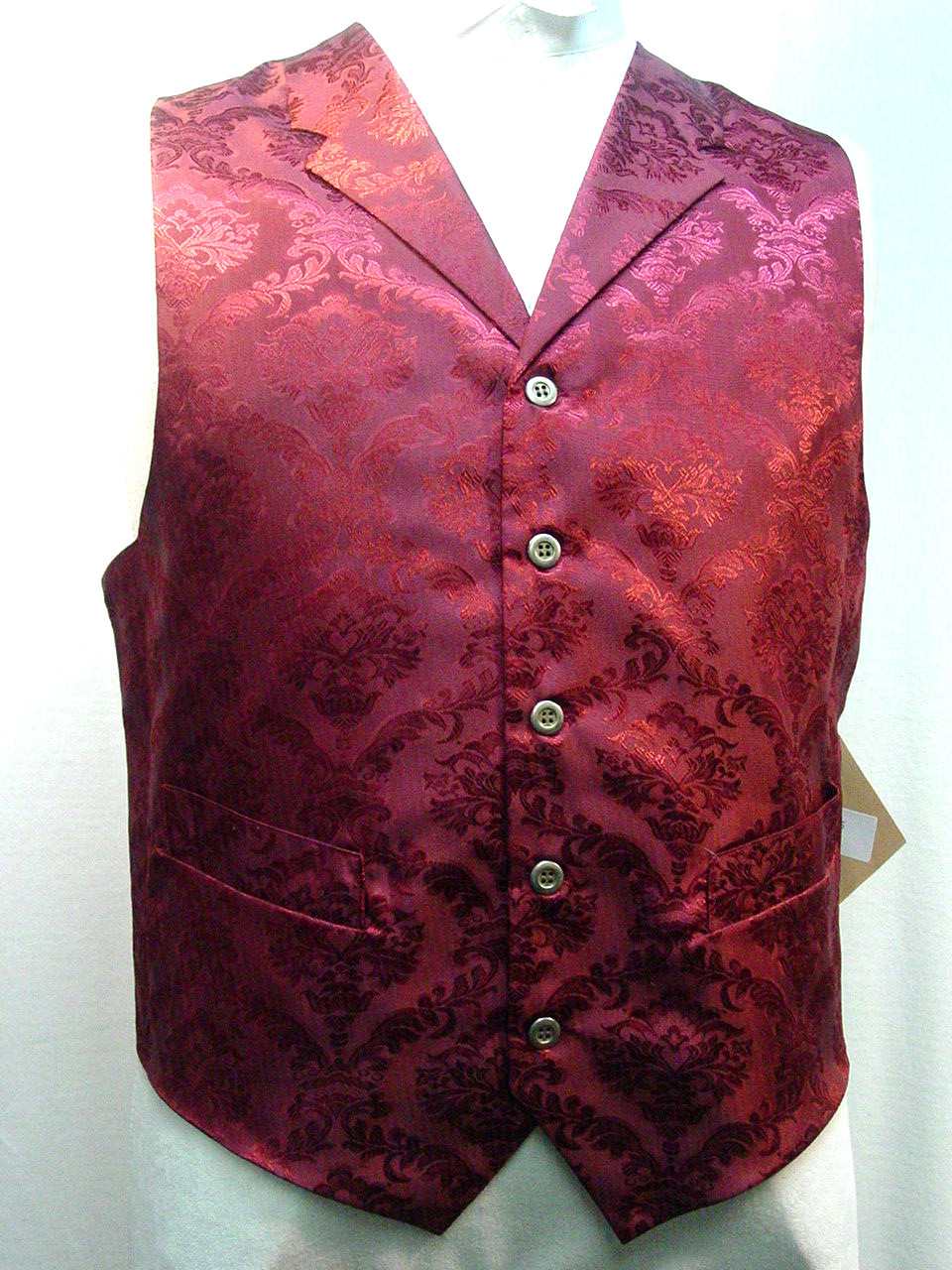 Vest Old West Frontier Vintage Victorian style burgundy brocade wth pockets 2XX-image