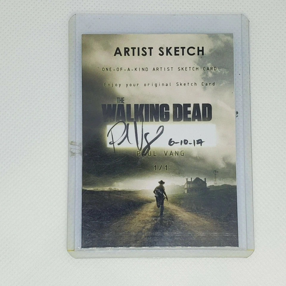 The Walking Dead Sketch Card ACEO PSC By Paul Vang Zombie Day Walker 1/1 Rare - Image 2 of 2