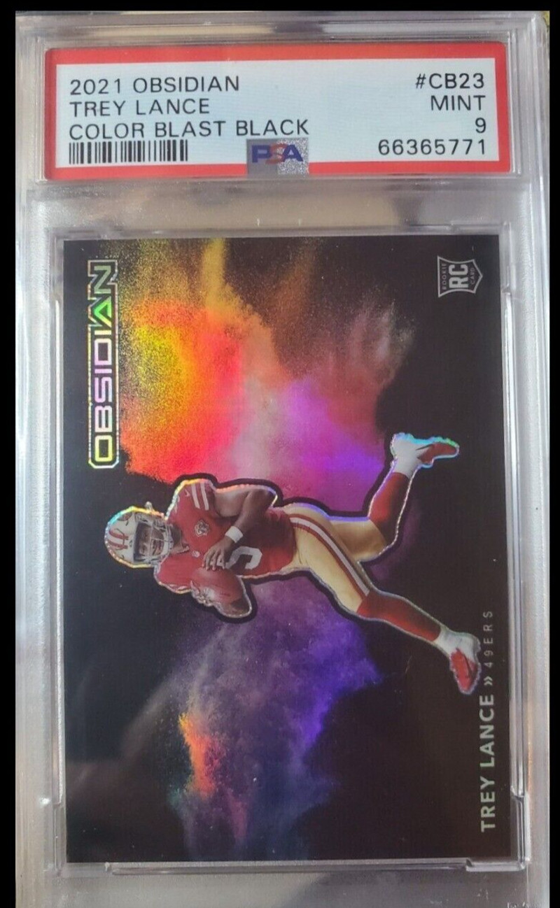 2021 Panini Obsidian Color Blast Black Trey Lance #CB-23 PSA 9 MINT Rookie RC
