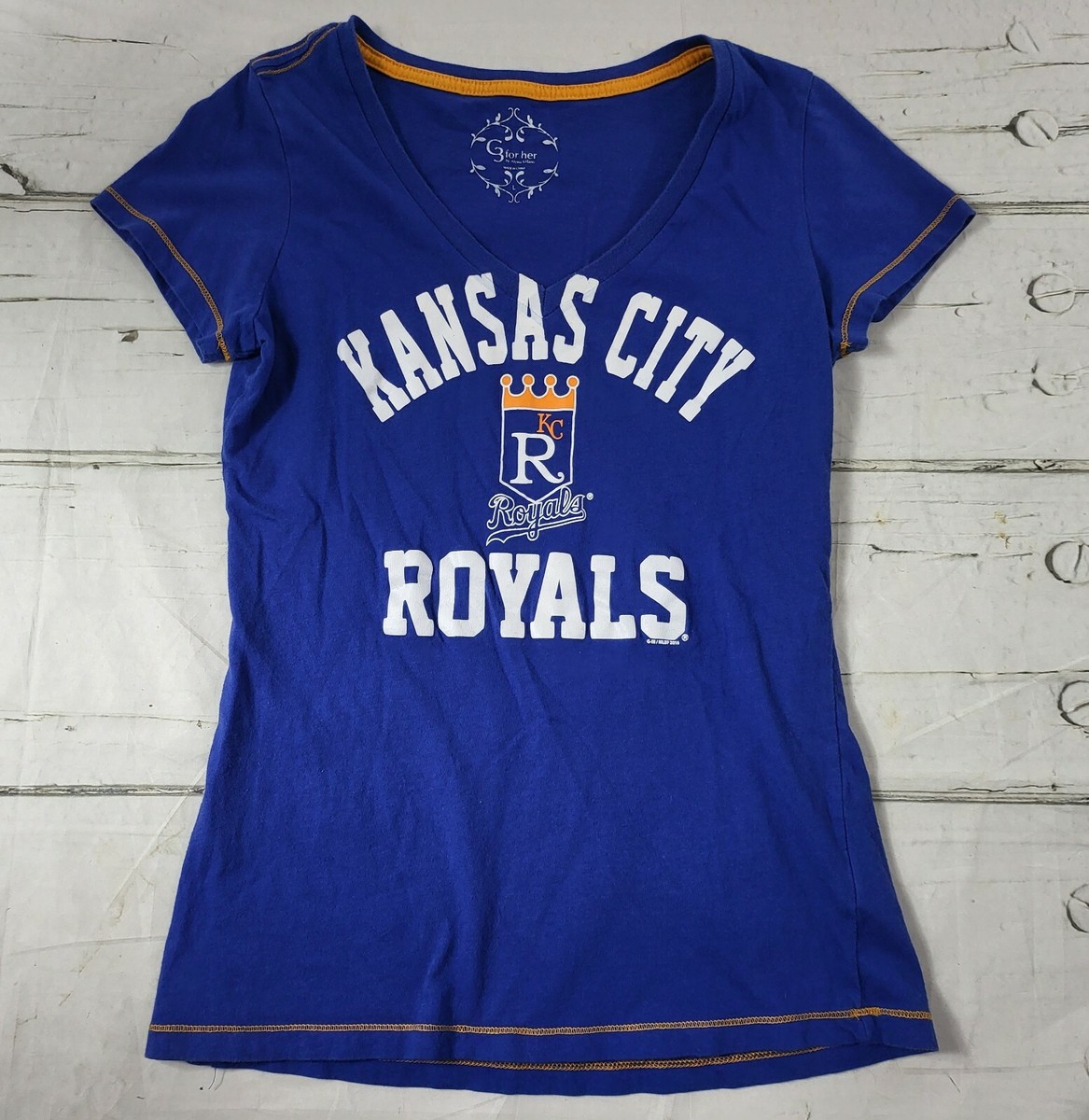 KC Kansas City Royals MLB Blue Short Sleeve T-Shirt Womens Size L