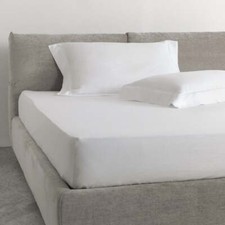 MT Boccia Lenzuolo sotto matrimoniale in misto lino bianco 416 S60