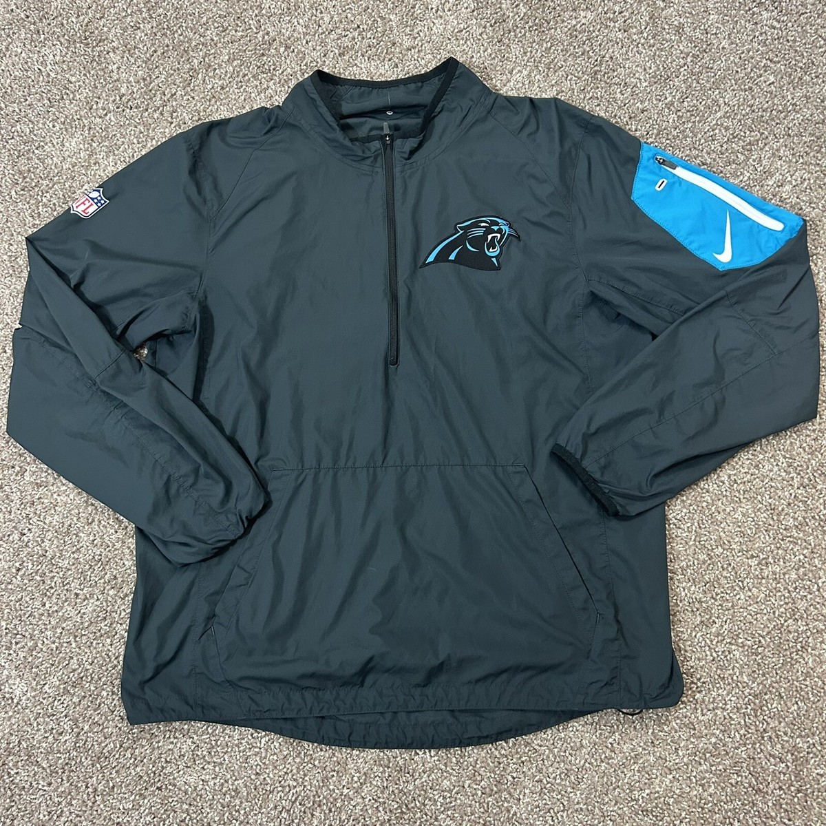 Nike Carolina Panthers Jacket On Field Men Medium Black NFL 1/4