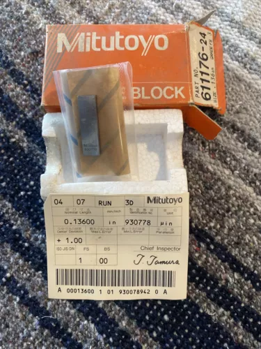 MITUTOYO  611176-24 Gauge Block 0.136in w/Cert.
