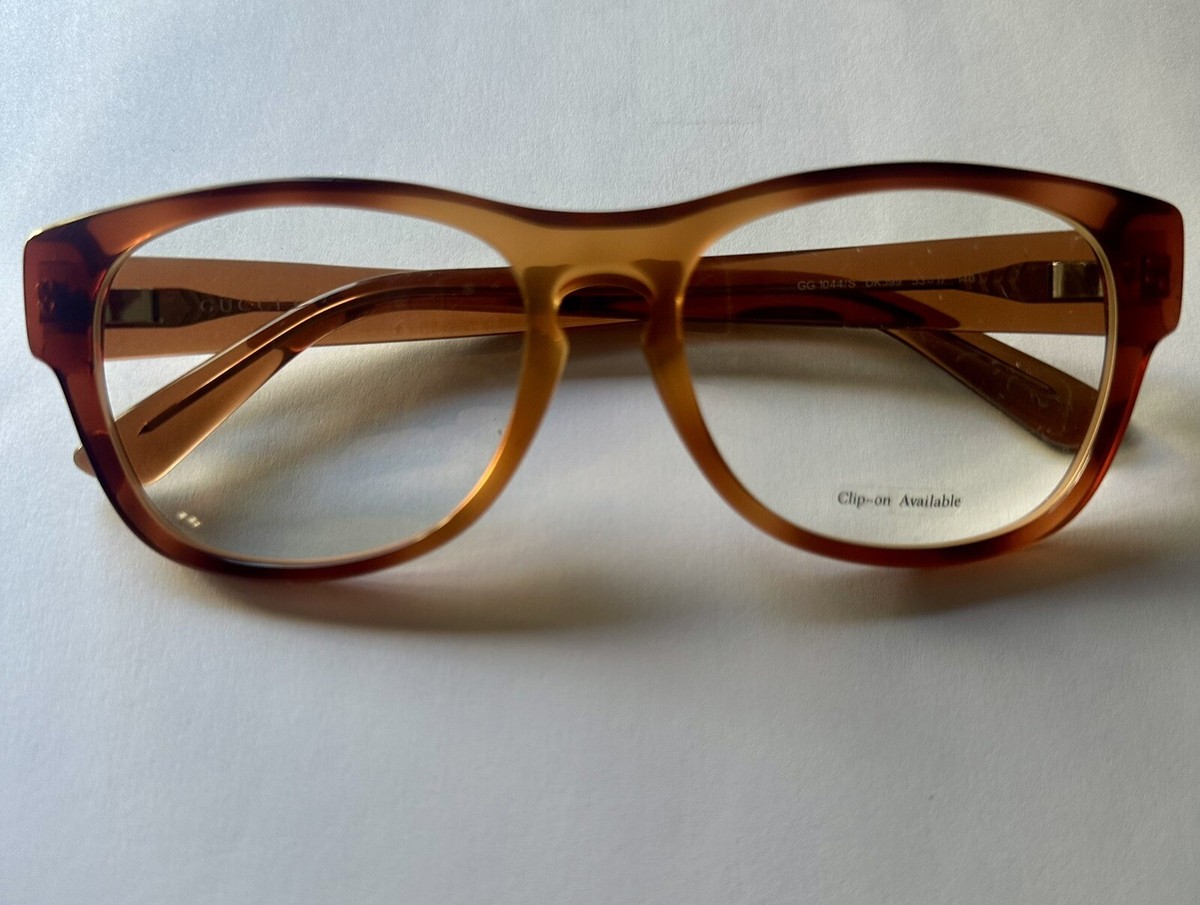 NEW GUCCI GG 1044/S DKJ 99 TRANSPARENT ORANGE BROWN  display picture 2
