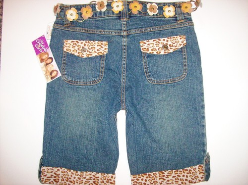 The Cheetah Girls Jean Shorts Girls Sz 16 Denim Bling Belt Zipper Pockets New - Picture 2 of 2