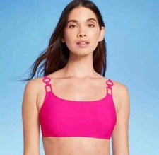 Shade Shore Women's Size 34B Ring Detail Hidden Underwire Bikini Top Pink