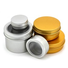 6 Aluminium-Dose rund mit Deckel leer Metalld...