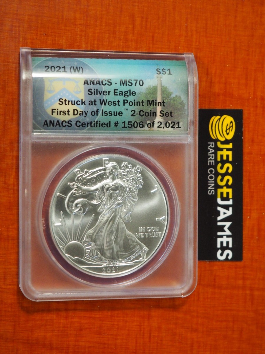 銀貨 Struck at West Point Mint 2021 MS70 2021 (W) SILVER EAGLE ANACS MS70 FDI TYPE 1 STRUCK AT WEST POINT