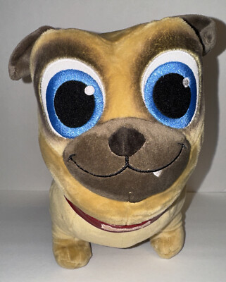 Disney Junior Puppy Dog Pals Rolly Plush Pug 12'' Stuffed Animal Red Collar