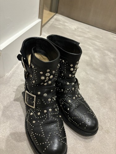 Black Jimmy Choo studded Youth Flat boots EU 37.5, UK 4.5 - Picture 10 of 14